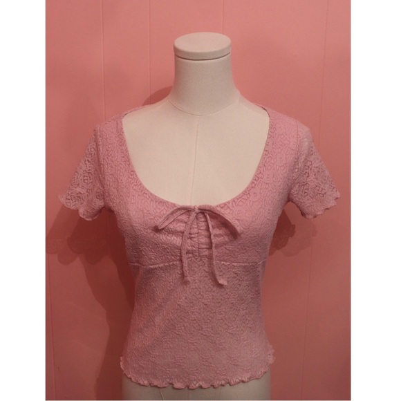 Ardene Pink Lace Crop Top - Picture 1 of 5